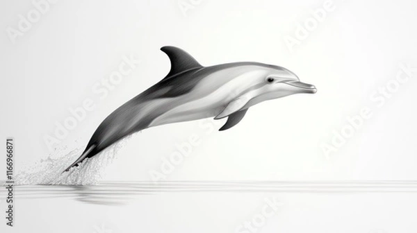 Fototapeta A dolphin gracefully leaps above the water's surface.