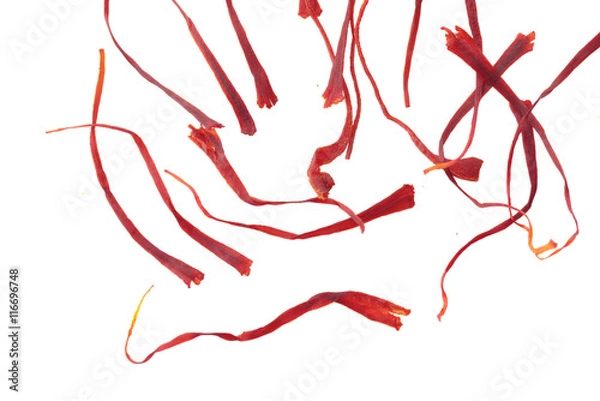 Obraz Saffron Threads Isolated on White Background