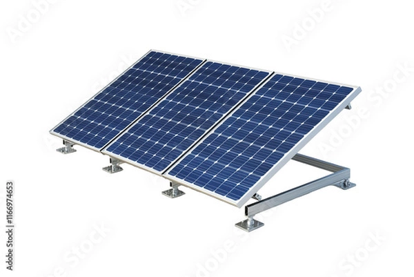 Fototapeta A solar panel with three panels on top of each other. on transparent background.