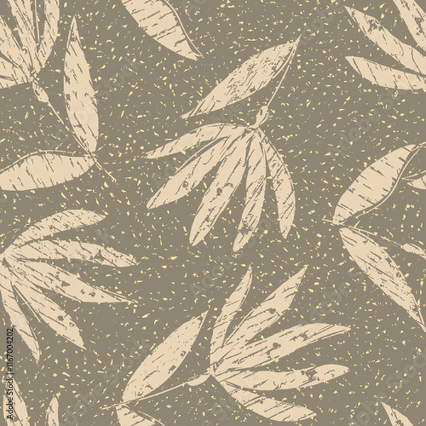 Fototapeta Block Print Flowers Seamless Pattern
