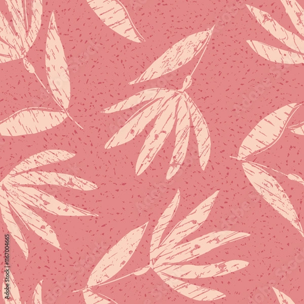 Fototapeta Block Print Flowers Seamless Pattern