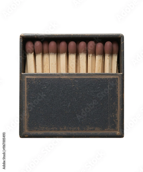 Obraz Matchbox isolated, opened matchbox with matchsticks, transparent background