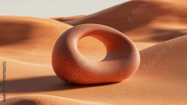 Obraz Abstract orange stone sculpture in desert landscape.