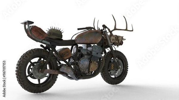 Obraz post apo motorcycle with white background