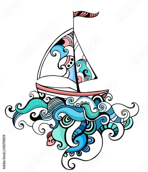 Obraz illustration with a sailboat