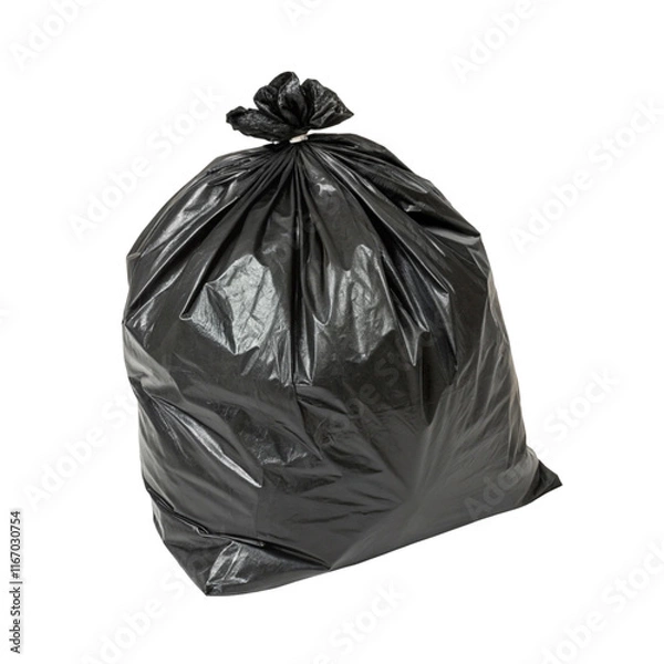 Fototapeta Black plastic trash bag isolated on transparent background