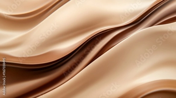 Fototapeta Smooth beige and brown abstract wavy pattern with light and shadow effects.