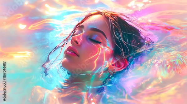 Fototapeta An ethereal goddess submerged in a psychedelic dream