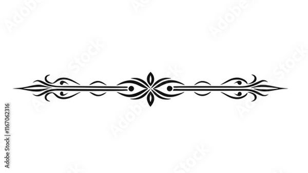 Fototapeta Elegant Decorative Divider Line with Symmetric Ornamental Border, Featuring Floral Motif and Abstract Flourish Filigree Elements