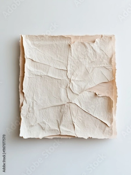 Fototapeta A white paper with a torn edge and a white background