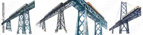 Fototapeta Majestic steel bridge reaching across the skyline iconic industrial architecture and transportation infrastructure in modern urban landscape