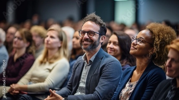 Fototapeta Man smiling in front of audience