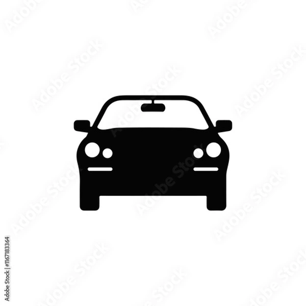 Fototapeta Car Silhouette vector icon with transparent background