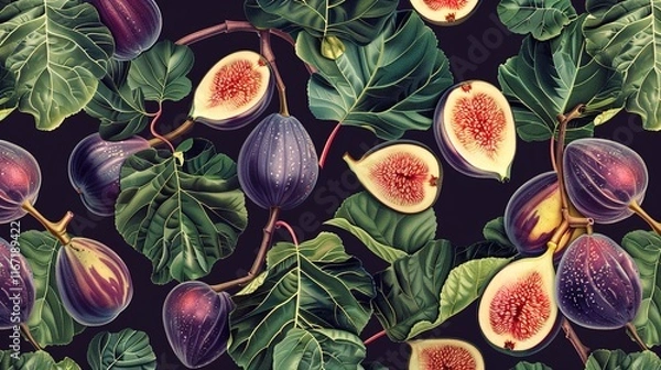 Obraz fig seamless pattern wallpaper