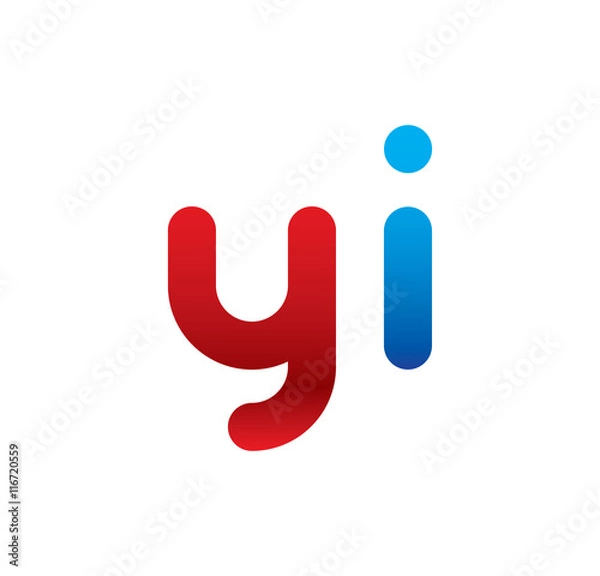 Fototapeta yi logo initial blue and red
