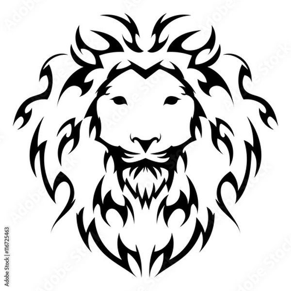 Obraz Lion's Head in the form of a stylized tattoo