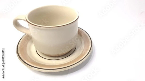 Obraz Brown Striped White Ceramic Tea Cup
