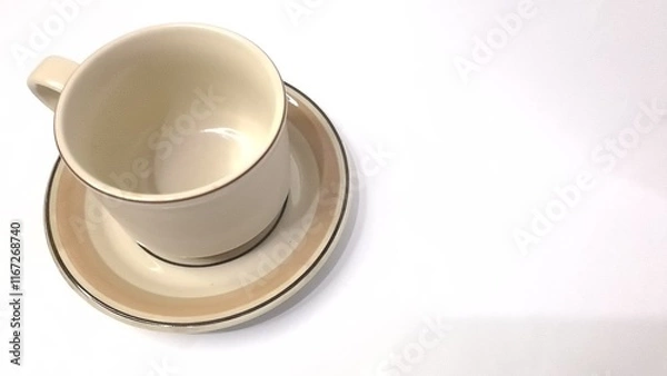 Obraz Brown Striped White Ceramic Tea Cup