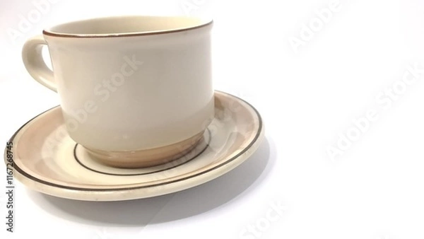 Obraz Brown Striped White Ceramic Tea Cup
