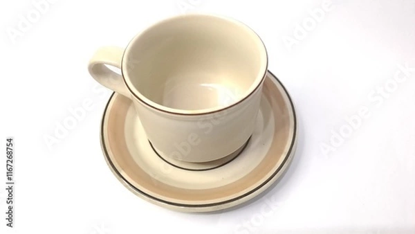 Obraz Brown Striped White Ceramic Tea Cup