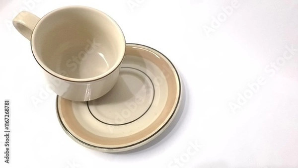 Obraz Brown Striped White Ceramic Tea Cup