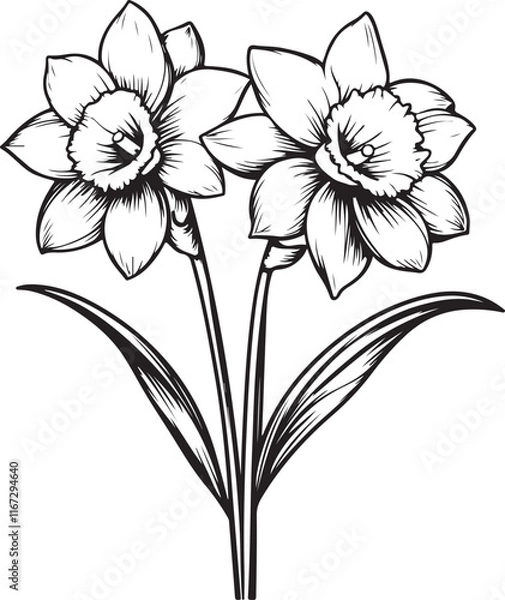 Obraz Graceful Daffodil Line Art