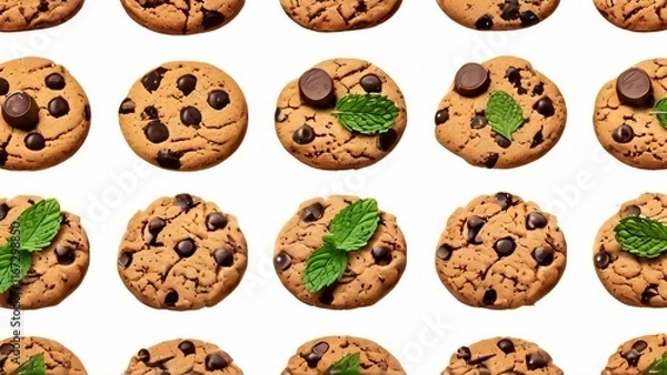 Fototapeta Illustration for National Chocolate Chip Cookie Day or National Oatmeal Cookie Day: Delicious and Whimsical Design in Warm Tones