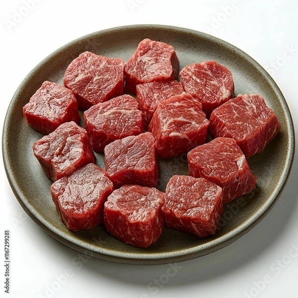 Obraz Fresh Raw Beef Steak on Ceramic Plate