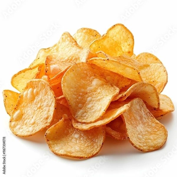 Obraz Stack of Crispy Potato Chips on White Background