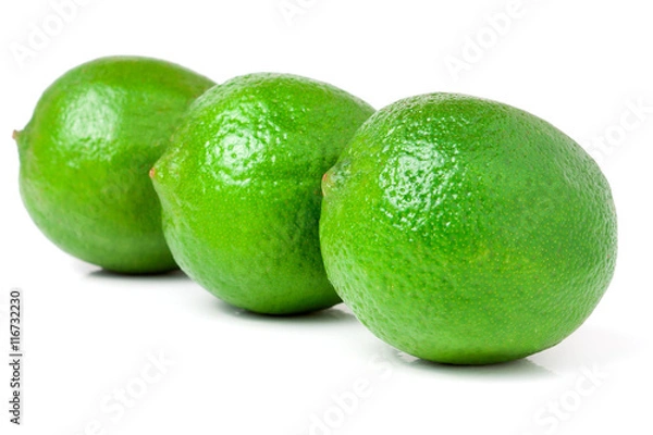Obraz three lime isolated on white background close up