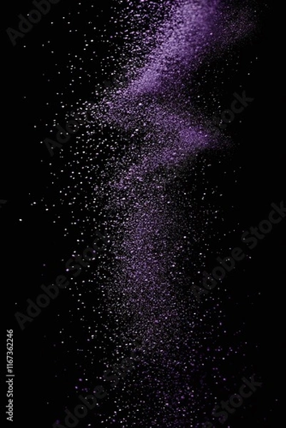 Fototapeta Gradient banner fading from deep purple into black with fine noise particles scattered across.