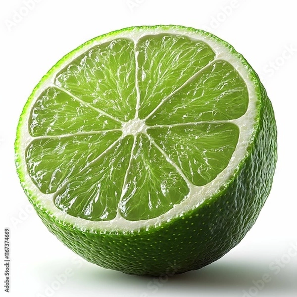 Obraz Fresh Lime Slice on White Background