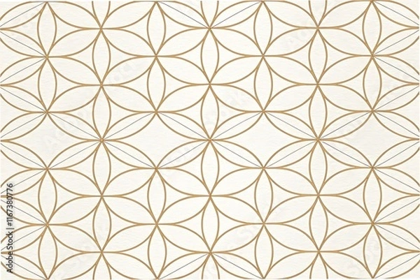 Obraz Geometric pattern, interlocking circles, beige and white, art deco inspired, seamless wallpaper design, 