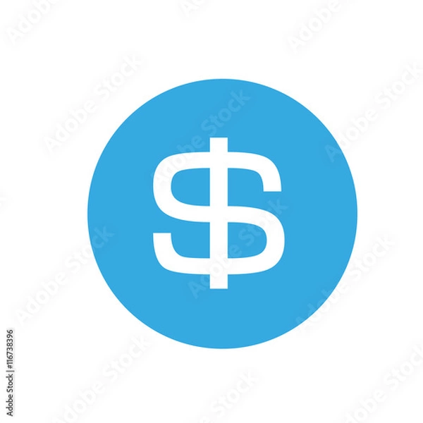 Fototapeta Dollar currency in the blue circle on a white background