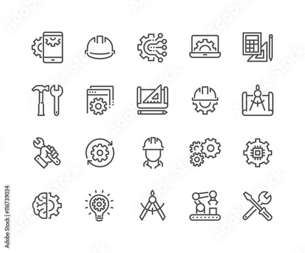 Obraz Ikony inżynierii linii