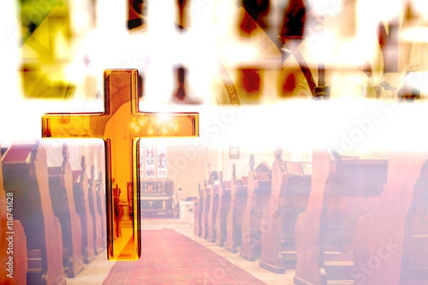 Fototapeta 3d rendering of a golden cross