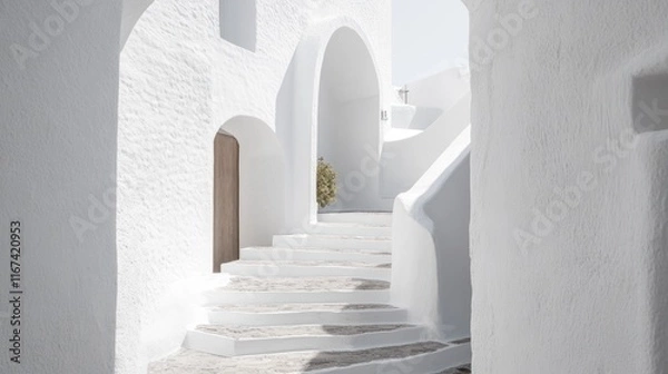 Fototapeta Serene Whitewashed Architecture: A Greek Island Haven