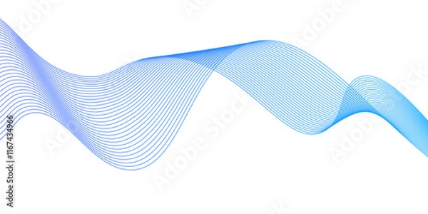 Obraz Abstract blend blue wave line science and technology futuristic blue waves,Modern technology background.  Abstract frequency sound wave lines and twisted curve lines background. Line art striped graph