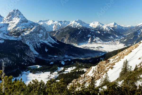 Obraz Blick über das Skigebiet Ehrwalder Alm