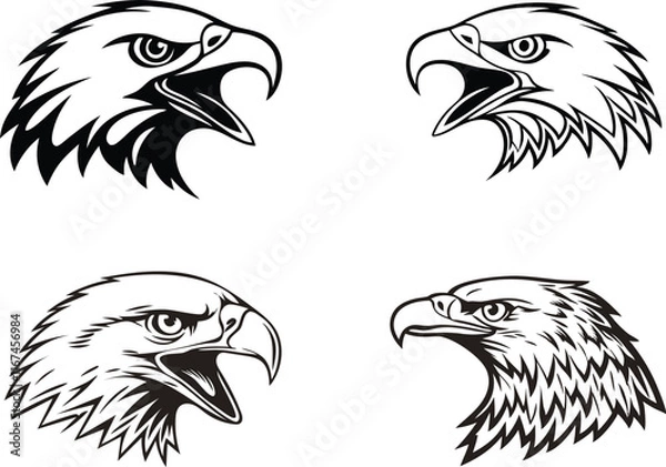 Obraz eagle head vector design silhouette set 
