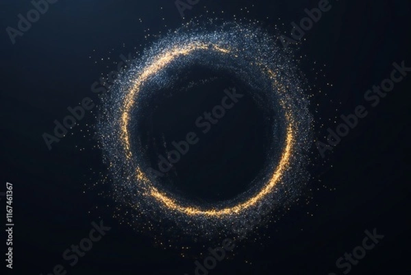 Fototapeta Creative digital tech circle on dark backdrop. Big data and technology concept. 3D Rendering