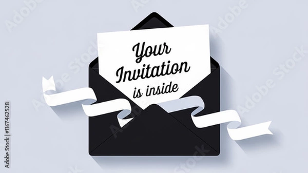 Fototapeta Invitation cart inside and envelope illustration design isolated over white