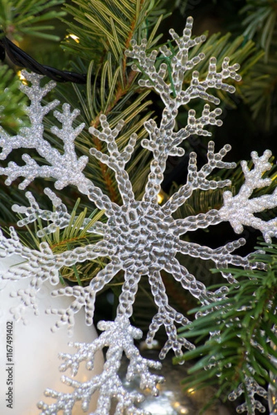 Obraz christmas snowflake on a tree