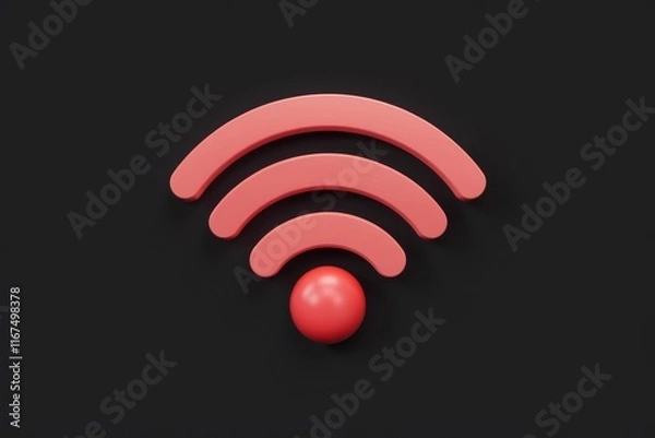 Fototapeta 3D rendered coral Wi-Fi symbol on transparent background, signifying connectivity.