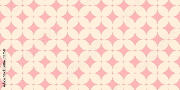 Fototapeta Retro Pink Geometric Pattern with Interlocking Circles