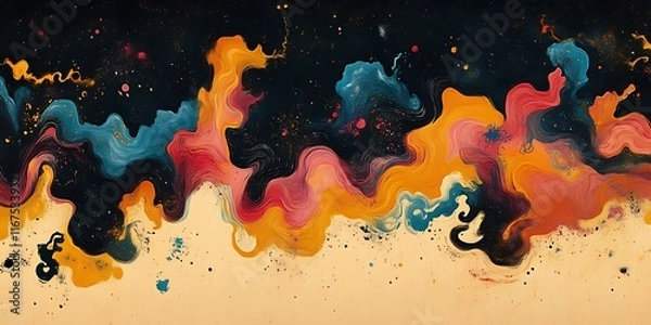 Fototapeta Abstract colorful paint swirls. (1)