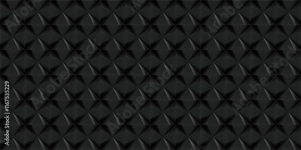 Fototapeta Geometric black square diamond seamless pattern, 3d vector background
