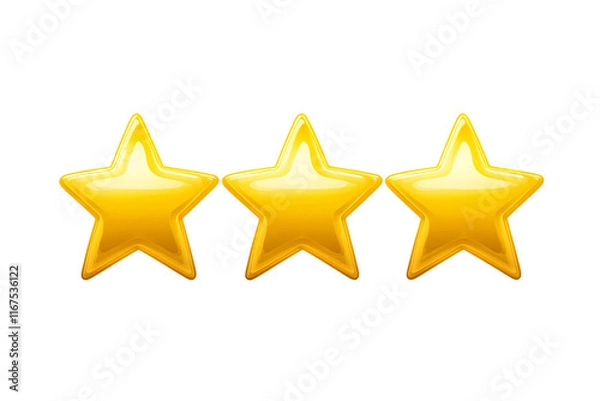 Fototapeta Isolated Three Golden Stars Rating