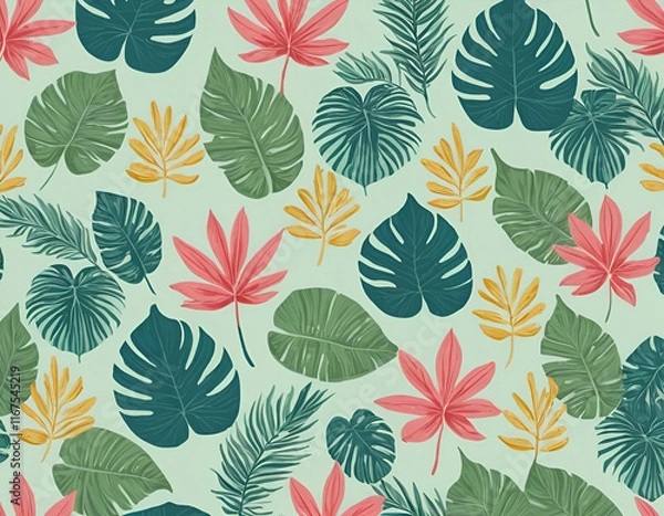 Fototapeta seamless pattern with leaves