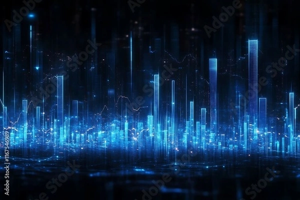 Obraz Bright Digital Cityscape Wireframe Data Pattern